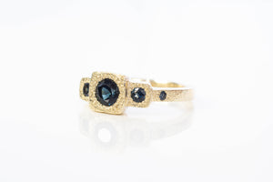 Byzantine Ring - 9ct Yellow Gold with Teal Sapphires