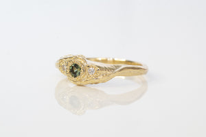 Frondis Ring - 9ct Yellow Gold with Green Sapphire & Diamonds
