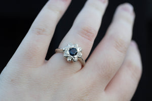 Demeter Ring - White Gold with Blue Sapphire and Diamonds