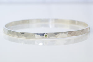 Matai Bangle with Gems - Sterling Silver