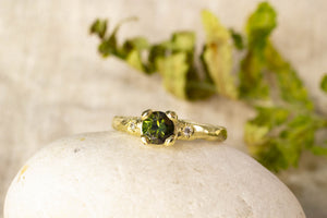 Mira Ring - 14ct Yellow Gold with 0.69ct Green Sapphire