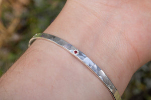 Matai Bangle with Gems - Sterling Silver