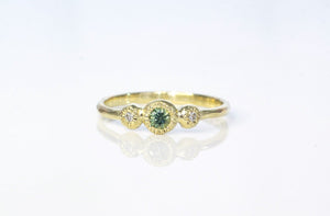 Aura Ring - 14ct Yellow Gold with Green Sapphire and Diamonds