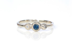 Aura Ring - 14ct White Gold with Teal Sapphire & Diamonds