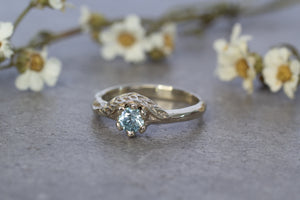 Cybele Ring - 14ct White Gold with Light Blue Zircon