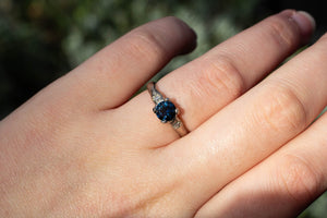 Mira Ring - 18ct White Gold with 5.7mm Teal Sapphire