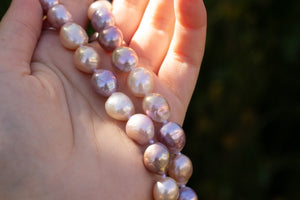 Semi-Baroque Pearl Strand Necklace - Mixed Natural