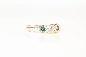 Hecate Ring - 9ct White Gold with Diamond and Sapphires