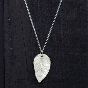 Teardrop Leaf Pendant - Sterling Silver