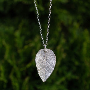 Teardrop Leaf Pendant - Sterling Silver