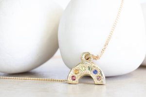 Kahukura Rainbow Pendant - Yellow Gold with Sapphires