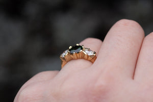 Athena Ring - 18ct Yellow Gold with Green Sapphire and Diamonds