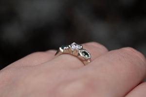 Hecate Ring - 9ct White Gold with Diamond and Sapphires