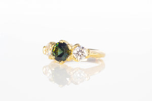 Athena Ring - 18ct Yellow Gold with Green Sapphire and Diamonds