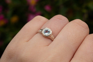 Spring Ring - 9ct White Gold with Light Blue Topaz