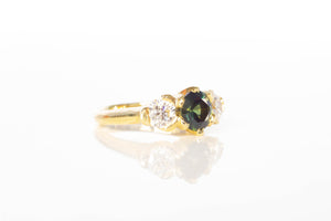 Athena Ring - 18ct Yellow Gold with Green Sapphire and Diamonds