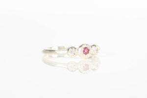 Aura Ring - Sterling Silver with Pink Tourmaline and Diamonds