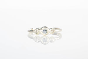 Aura Ring - Sterling Silver with Aquamarine and Diamonds