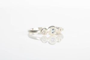 Aura Ring - Sterling Silver with Aquamarine and Diamonds