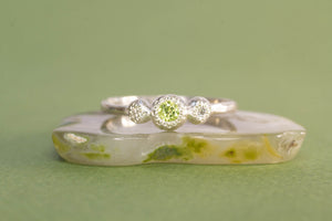 Aura Ring - Sterling Silver with Peridot and Diamonds