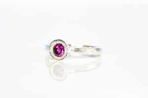 Pelagus Ring - Sterling Silver with Rhodolite Garnet