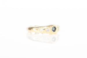Hestia Ring - 9ct Yellow Gold with Blue Sapphire and Four Diamonds