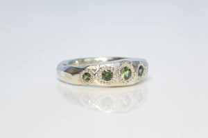 Hestia Ring - 9ct White Gold with Green Sapphires