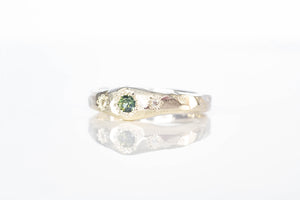 Hestia Ring - 9ct White Gold with Green Sapphire and Lab Diamonds