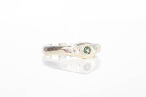 Hestia Ring - 9ct White Gold with Green Sapphire and Lab Diamonds