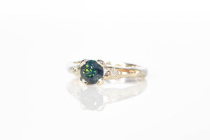 Mira Ring - 14ct White Gold with 0.9ct Silky Blue-Green Sapphire
