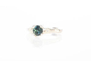 Mira Ring - 9ct White Gold with 0.75ct Green-Teal Sapphire