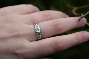 Hestia Ring - 9ct White Gold with Green Sapphires