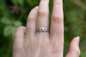 Hestia Ring - 9ct White Gold with Green Sapphires