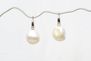 Keshi Pearl Drop Hook Earrings - White - Sterling Silver