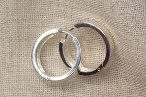 Plain Round Huggie Earrings - 22x6mm - Sterling Silver