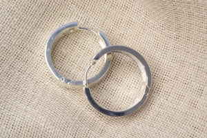 Plain Round Huggie Earrings - 22x6mm - Sterling Silver