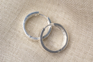 Plain Round Huggie Earrings - 22x6mm - Sterling Silver