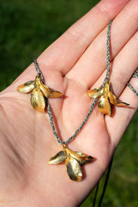 Waimea Leaf Pendant on Braided Cord - Triple