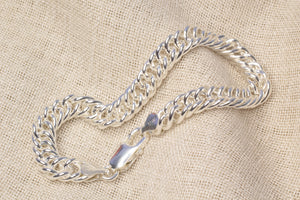 Double Curb Bracelet Chain - 8mm- Sterling Silver