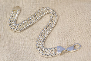 Double Curb Bracelet Chain - 8mm- Sterling Silver