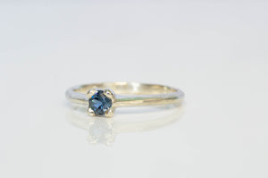 Droplet Ring - 9ct White Gold with Blue-Green Sapphire