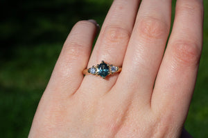 Helios Ring - 18ct Yellow Gold with Blue-Green Sapphire and Diamonds