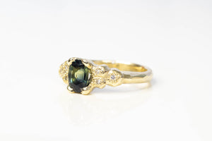 Oasis Ring - 9ct Yellow Gold with Green Sapphire and Diamonds