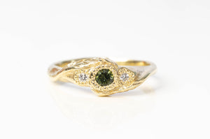 Frondis Ring - 9ct Yellow Gold with Green Sapphire & Diamonds