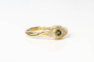 Frondis Ring - 9ct Yellow Gold with Green Sapphire & Diamonds