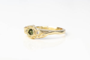 Frondis Ring - 9ct Yellow Gold with Green Sapphire & Diamonds