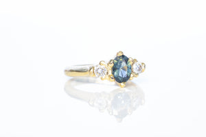 Helios Ring - 18ct Yellow Gold with Blue-Green Sapphire and Diamonds