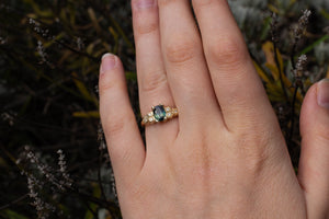 Oasis Ring - 9ct Yellow Gold with Green Sapphire and Diamonds