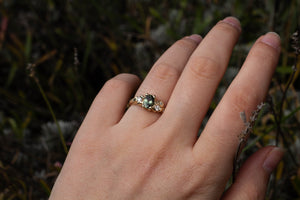 Cumulus Ring - 9ctYellow Gold with Green Sapphire and Diamonds