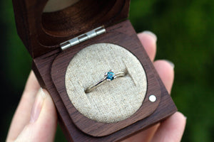 Droplet Ring - 9ct White Gold with Blue-Green Sapphire